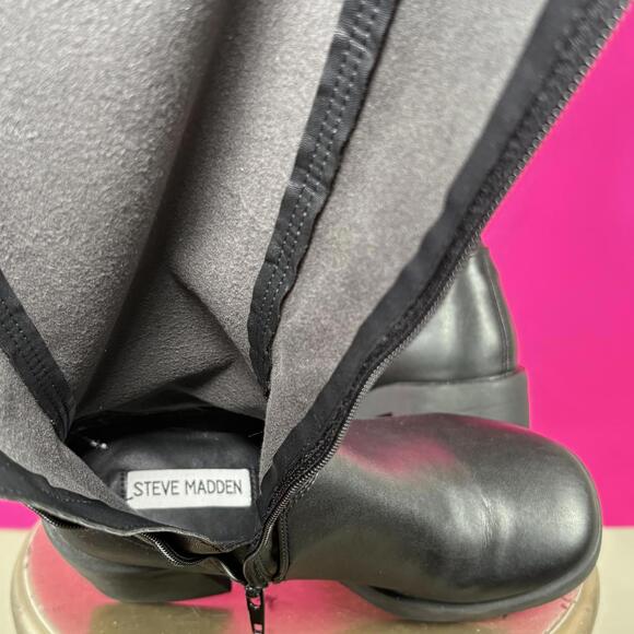 Steve Madden Berkleigh Black Chunky Platform Block Heel Knee High Boot US 6.5 - Picture 7 of 9